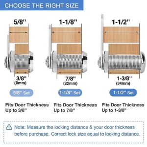 Cylinnda Cabinet Locks with Keys, 1-1/8" Cam Locks Keyed Alike, Quality Cabinet Cam Lock for RV Storage Locks Drawers Mailbox Toolbox Lock Replacement Set, Zinc Alloy (20 Pack, 1-1/8 Inch)