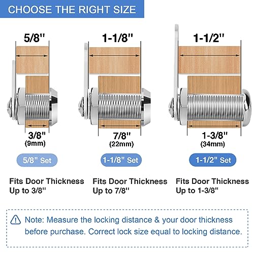 Cylinnda Cabinet Locks with Keys, 1-1/8" Cam Locks Keyed Alike, Quality Cabinet Cam Lock for RV Storage Locks Drawers Mailbox Toolbox Lock Replacement Set, Zinc Alloy (20 Pack, 1-1/8 Inch)