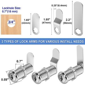 Cylinnda Cabinet Locks with Keys, 1-1/8" Cam Locks Keyed Alike, Quality Cabinet Cam Lock for RV Storage Locks Drawers Mailbox Toolbox Lock Replacement Set, Zinc Alloy (20 Pack, 1-1/8 Inch)