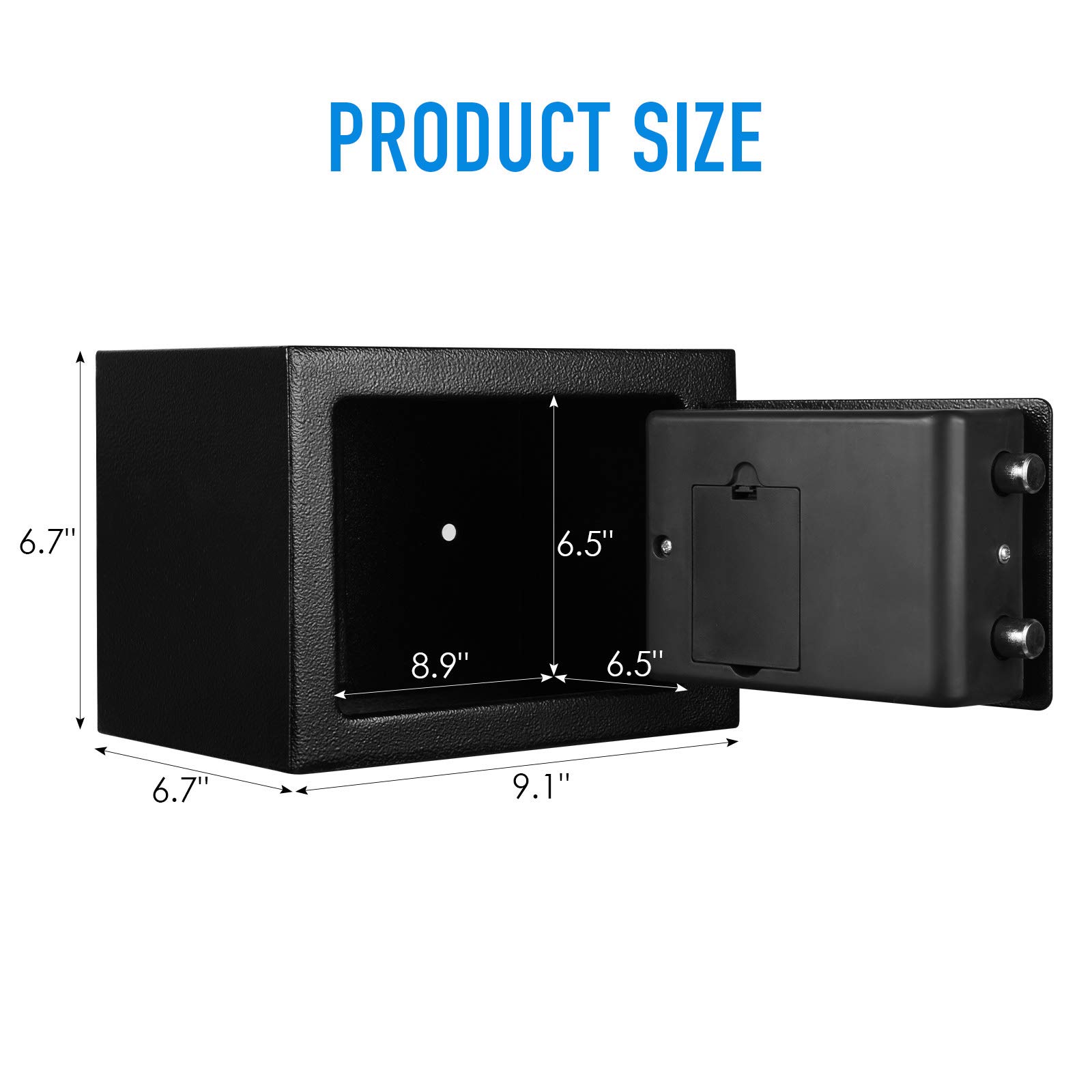 TENAMIC Safe Box 0.23 Cubic Feet Electronic Digital Security Box, Keypad Lock Box Cabinet Safes, Solid Alloy Steel Office Hotel Home Safe, Black