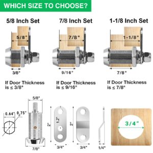 2 Pack Tool Box Lock with Keys, 5/8" Cabinet Lock Cam Lock Keyed Alike, Toolbox Lock Replacement Lock for Mailbox RV Storage Door with Manual, Zinc Alloy (2Pack，5/8 Inch)