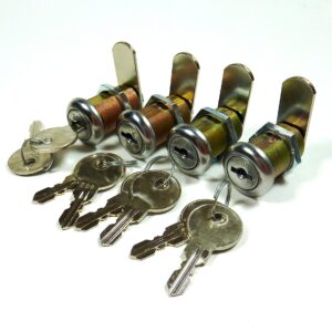 4/Pk 7/8" Cam Lock Double Bitted with 6-Disc Tumbler, Keyed Alike with 2 Keys for Cabinets, Drawers, Pinball Games