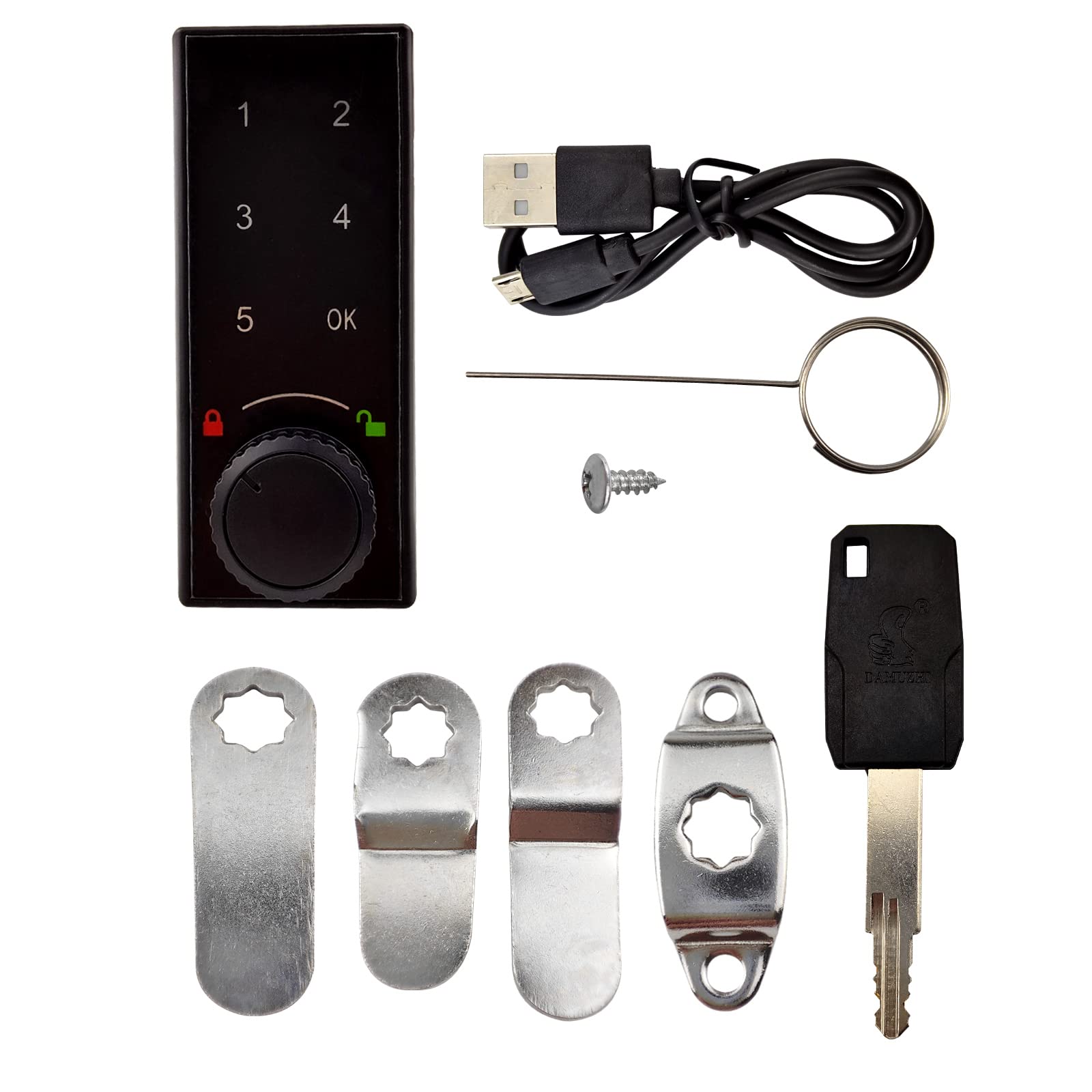 Flylin Electronic Cabinet Lock Kit, Keypad Door Lock with Handle and Security Key Keyless Entry Door Lock Passcode Code Door Lock, Digital Smart Door Lock for Access Control System (Black)