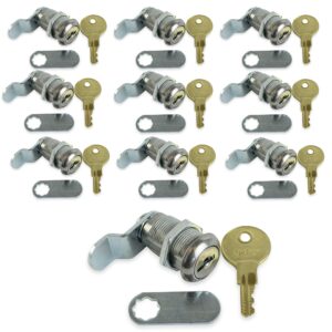 leisure coachworks 10 pack 1 1/8" keyed camlock with straight and offset cam lock latch keyed alike (10, 1 1/8")