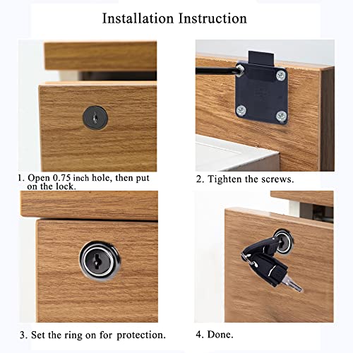 Zinc Alloy Office Desk Drawer Locks XIEHE 138 Furniture Wardrobe Cylinder Cam Wooden File Cabinet Keyed Alike Locker for Cabinet Door Cupboard Drawer Household Mailbox Letter Box Packs with Keys (2)