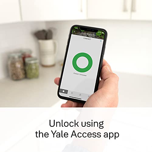 Yale Smart Cabinet Lock - Secure medicine, liquor, cleaning supply and other cabinets. Child proof. Magnet and key free access with your phone or Apple Watch