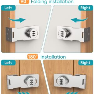 I-EASYDWW Cabinet Password Hasp Lock, Cabinet Keyless Lock with Screws, Cabinet Combination Lock for Small Door, Cabinets, Barn Door, Bathroom, Outdoor, Garage, Garden, Silver, 2 Pack