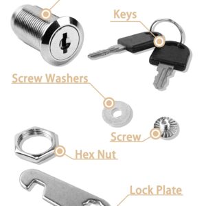 MoHern Cabinet Locks, 6 Pcs Keyed Alike 1-1/8 Inch (30mm) Cylinder Locks, Zinc Alloy Cam Lock with Keys for Cabinet, Drawer, RV and More