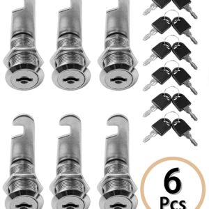 MoHern Cabinet Locks, 6 Pcs Keyed Alike 1-1/8 Inch (30mm) Cylinder Locks, Zinc Alloy Cam Lock with Keys for Cabinet, Drawer, RV and More