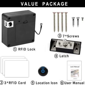 RFID Electronic Cabinet Lock, Smart NFC Drawer Locks, Hidden Card Lock for Wooden Cabinet Cupboard Drawer Furniture