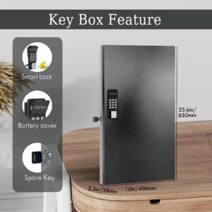 96 Key Lock Box Wall Mount, Smart Key Cabinet One Time Password/APP Bluetooth/Fixed Code/Wi-Fi Remote/Key Unlock, Security Storage Key Holder Box, Key Management for Valets, Realtors, Office, Hotel