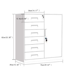 GRFIT File Cabinet Steel File Cabinet Office Data Cabinet Metal Storage Cabinet with Lock Locker with Drawer Filing Cabinets (Color : B)