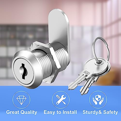 BOZXYE 3 Pack Mailbox Lock Cam Locks Keyed Alike, 7/8" Cabinet Lock with Key, Secure File Cabinet Drawer, Mailbox Lock Replacement for Storage Door Tool Box, Zinc Alloy