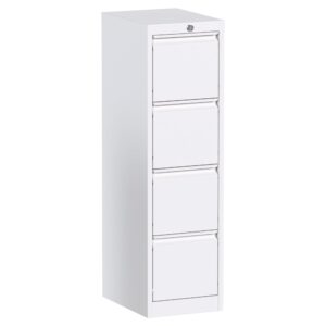 Aobabo 4 Drawer Metal Vertical File Cabinet with Lock, Metal Storage Cabinet for Hanging Files Letter/Legal/A4 Size,Steel Filing Cabinet for Home Office,Assembly Required (White,4 Drawer)…