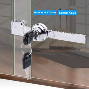 Sliding Glass Door Ratchet Lock Keyed Alike with Chrome Finish for Display Case Showcase Cabinet Closet (Same Keys)