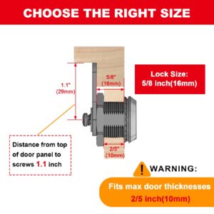 evan 5 Pack Cam Locks Keyed Alike, File Cabinet Lock with Keys, 5/8" Cabinet Cam Lock for Secure Files Drawers Mailbox RV Camper Door Storage Tool Box Replacement Locks