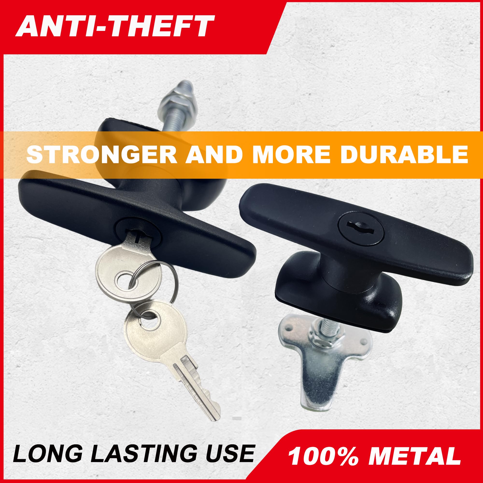 evan T Handle Latch Lock, Zinc Alloy T Handle Cabinet Lock with Keys, Truck Topper Lock, T Handle Latches for Cabinet, Truck, Camper Shell, Storage, Toolbox, Pickup, Garage, Trailer,3 Pack