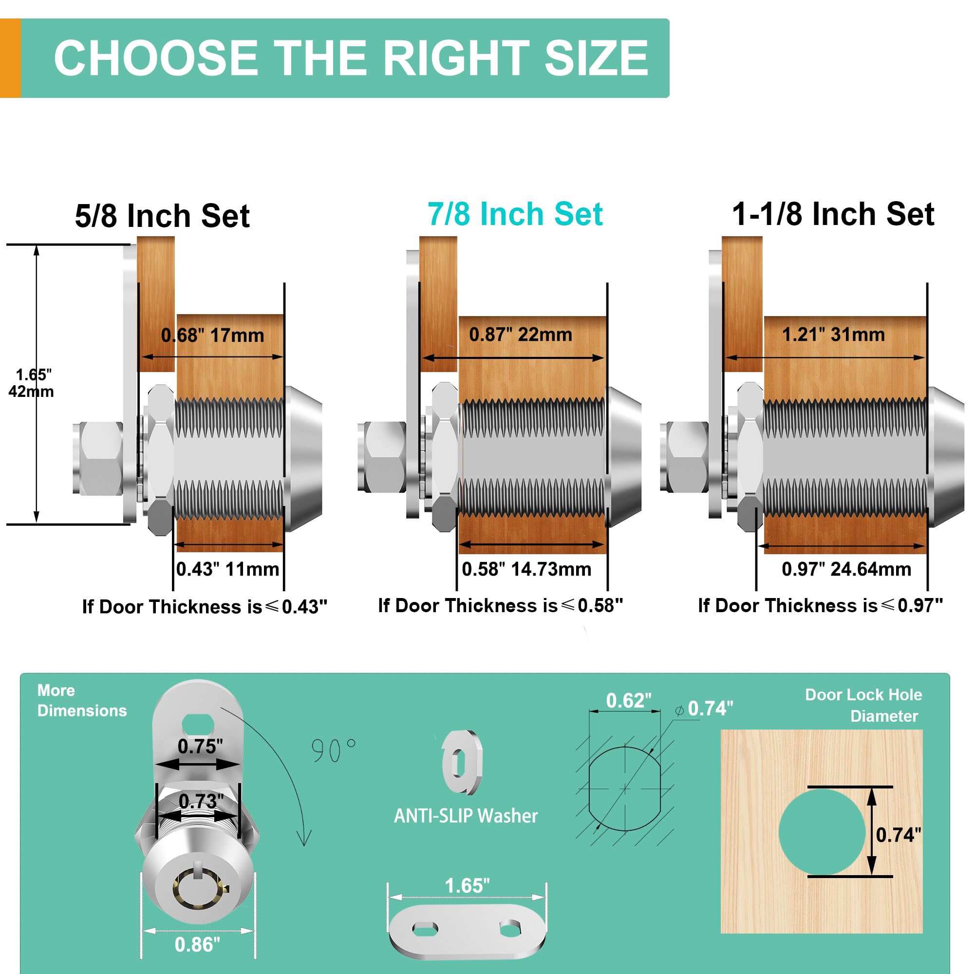 inBovoga 6 Pack Cabinet Lock with Keys, 7/8" RV Storage Locks, Tubular RV Cam Lock for RV Compartment Storage Door Tool Box File Cabinet Drawer, Zinc Alloy