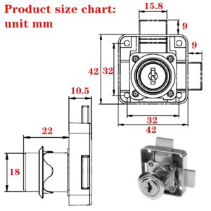 Cabinet Double Door Lock Cabinet Drawer Lock Safety Lock [Keyed Alike] Double Latch Door Lock [Mounted on Left Side Door]. for (3/5"-/15mm -7/8"-/22mm) Door Panels (2 Pack)