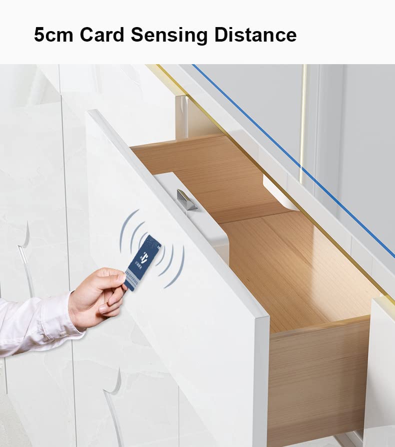 Lancoon Keyless Cabinet Lock Set, Smart Electronic Hard Hidden No Drill RFID Card High Security Anti-theft for Wooden Bookcase Wardrobes Bed Lockers Office File Drawers Home Company Sauna