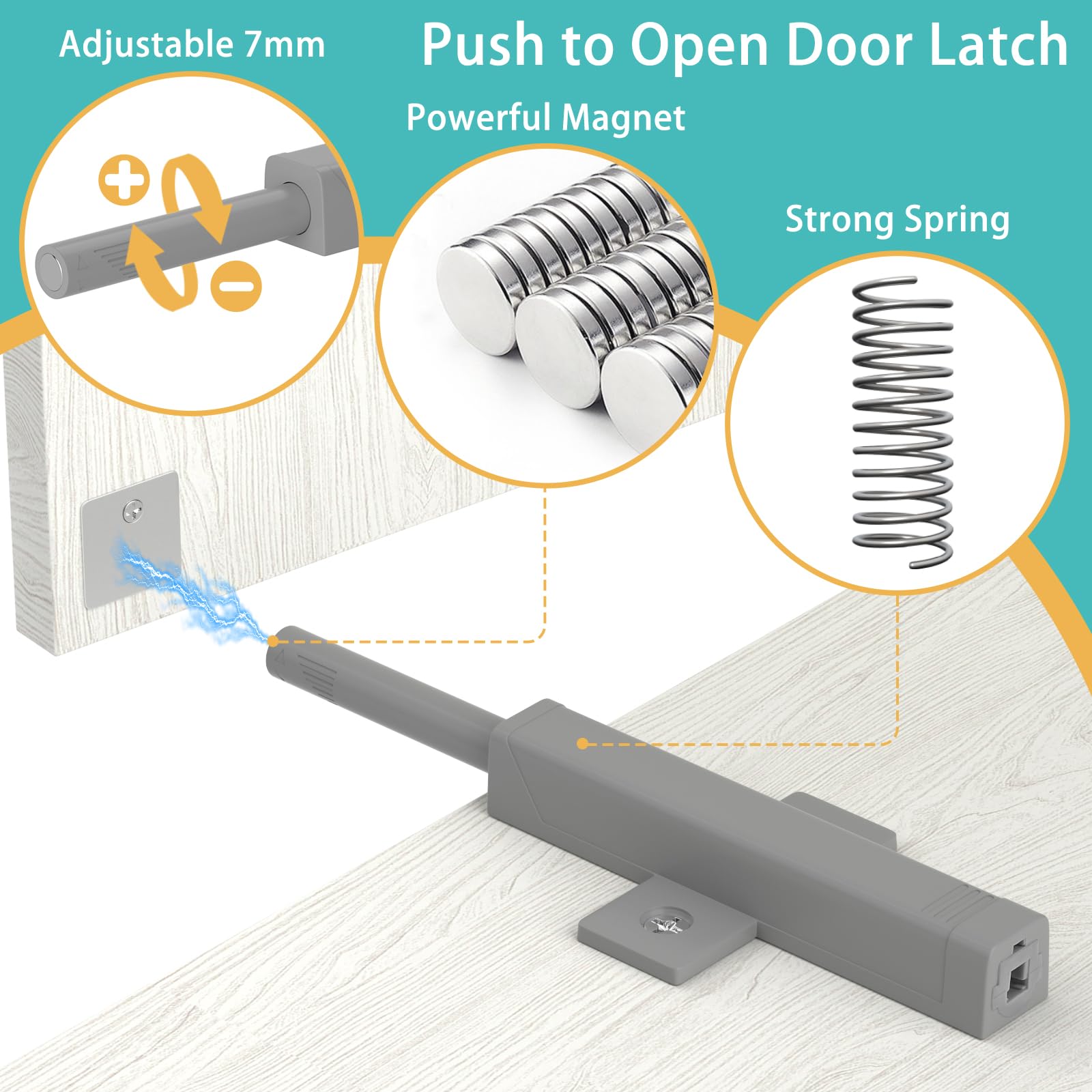 Magnetic Push Door Latches Jiayi 4 Pack Heavy Duty Touch Latch Push Out Latch for Cabinet Doors Drawer Magnetic Push Latch RV Closet Tip On Close for Kitchen Push Release Latch