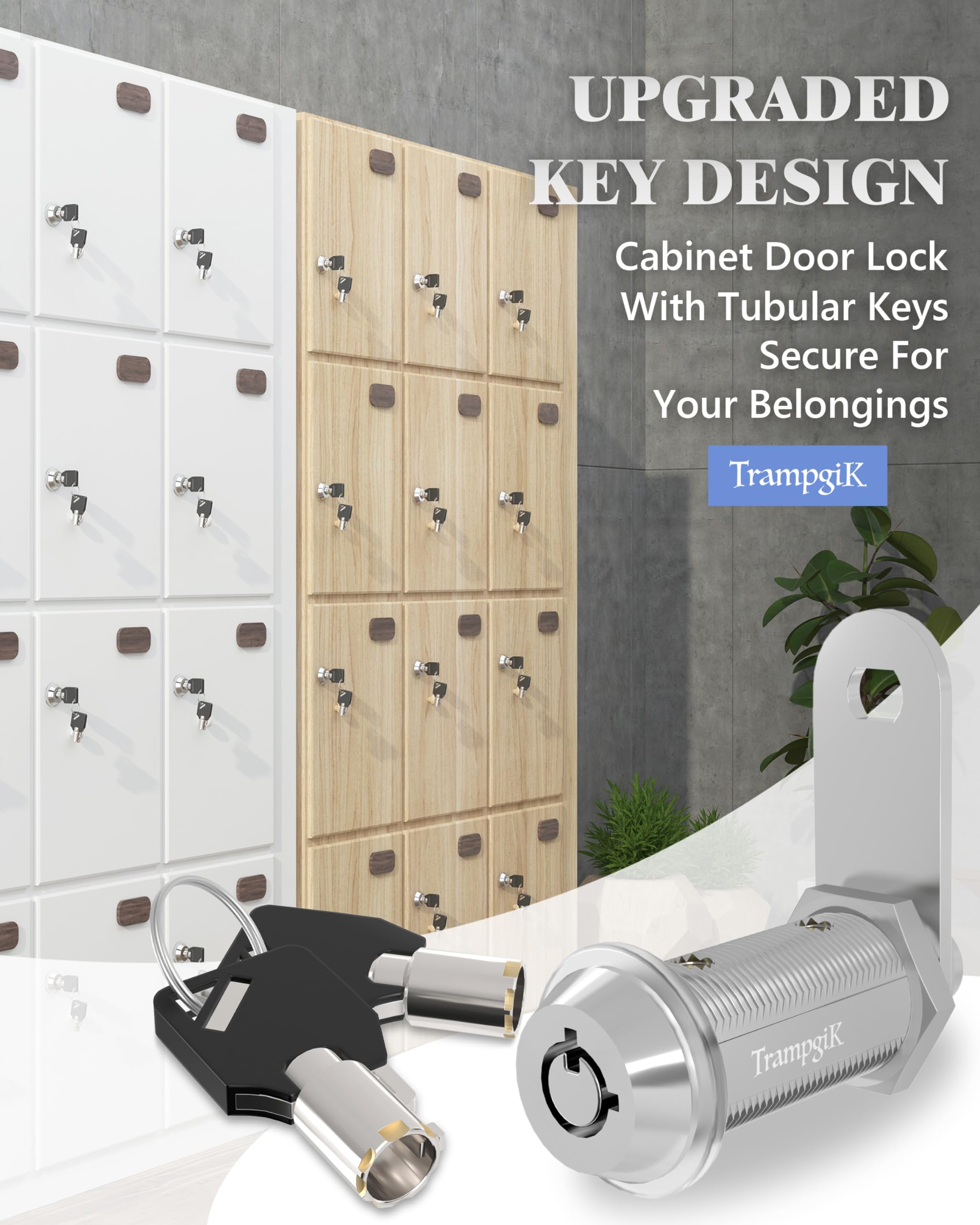 Trampgik RV Storage Locks, 1 1/2” Camper Compartment Storage Door Locks with Keys, for RV Camper Travel Trailer,Drawer Cabinet Toolcart Storage, 1 1/2 Inch 5 Locks with 10 Keyed Alike, Chrome