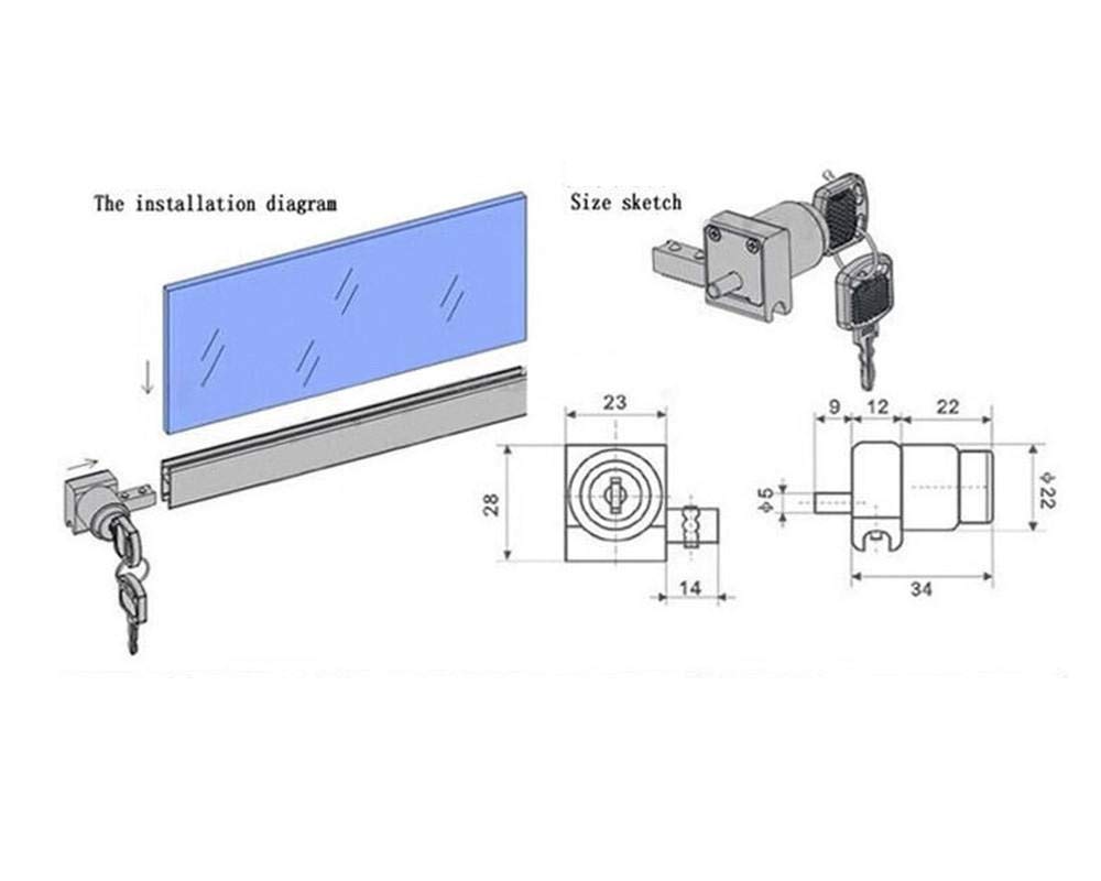 Cabinet Drawer Cam Lock,Vivarium lockGlass Sliding Door Lock Display Cabinet Door Lock Glass Cabinet Lock Window Lock Glass Sliding Lock / 2 Pack-Unlock