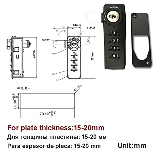 Combination Cabinet Cam Lock 3-4 Digit with Reset Key for Door Locker Office Drawer Jewelry Box MS514 1Pcs (Color : 4V Lock Backplane)