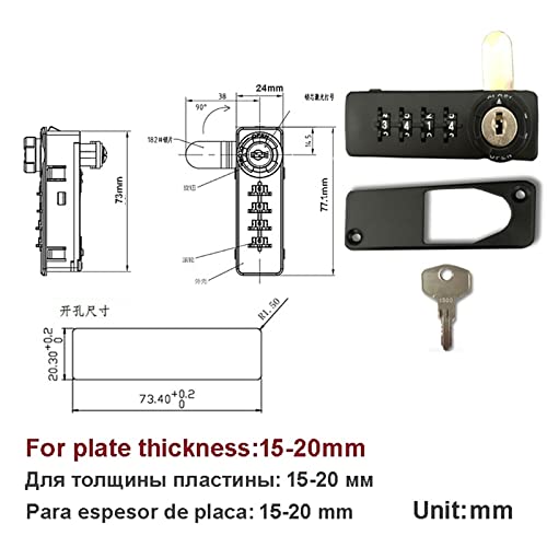 Combination Cabinet Cam Lock 3-4 Digit with Reset Key for Door Locker Office Drawer Jewelry Box MS514 1Pcs (Color : 4H Lock BackplaneKey)