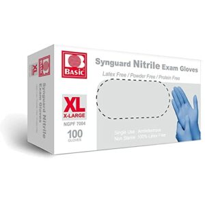 basic medical blue nitrile exam gloves - latex-free & powder-free - ngpf-7004 (pack of 100), x-large