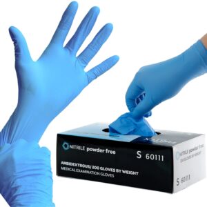 finitex blue disposable nitrile exam gloves - 200 pcs/box 3.5mil rubber powder-free latex-free medical examination home cleaning food gloves, medium