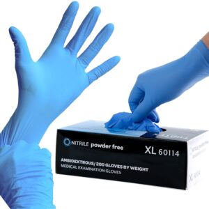 FINITEX Blue Disposable Nitrile Exam Gloves - 200 PCS/BOX 3.5mil Rubber Powder-Free Latex-Free Medical Examination Home Cleaning Food Gloves, MEDIUM