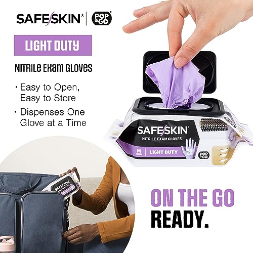 SAFESKIN Nitrile Disposable Gloves Pack of 50, Light Duty, Large Size, Powder Free - Food Handling, First Aid, Hair Coloring