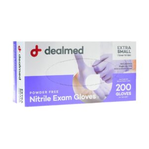 dealmed medical exam gloves – 200 count xs nitrile disposable non-irritating latex free multi-purpose use gloves for a first aid kit and medical facilities