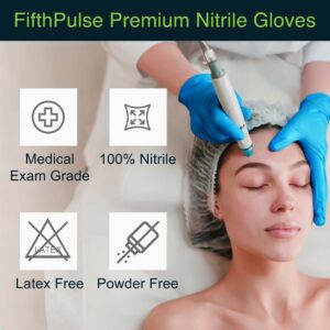 FifthPulse Blue Nitrile Medical Gloves Large, 100 Count - Surgical Grade Latex Free Disposable Gloves Large Rubber Gloves (Guantes Desechables)