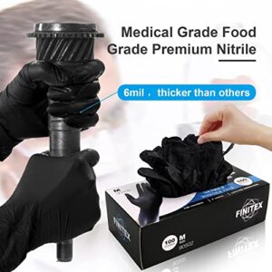 FINITEX Black Nitrile Disposable Medical Exam Gloves - Box of 100 PCS 6mil Gloves Powder-Free Latex-Free For Examination Home Cleaning Food Gloves (Small)