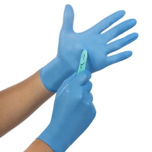 MICROFLEX 10-733 Daily Defense Disposable Rubber Gloves for Cleaning, Food Prep, First Aid - Medium, Blue (Box of 100)