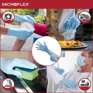 MICROFLEX 10-733 Daily Defense Disposable Rubber Gloves for Cleaning, Food Prep, First Aid - Medium, Blue (Box of 100)