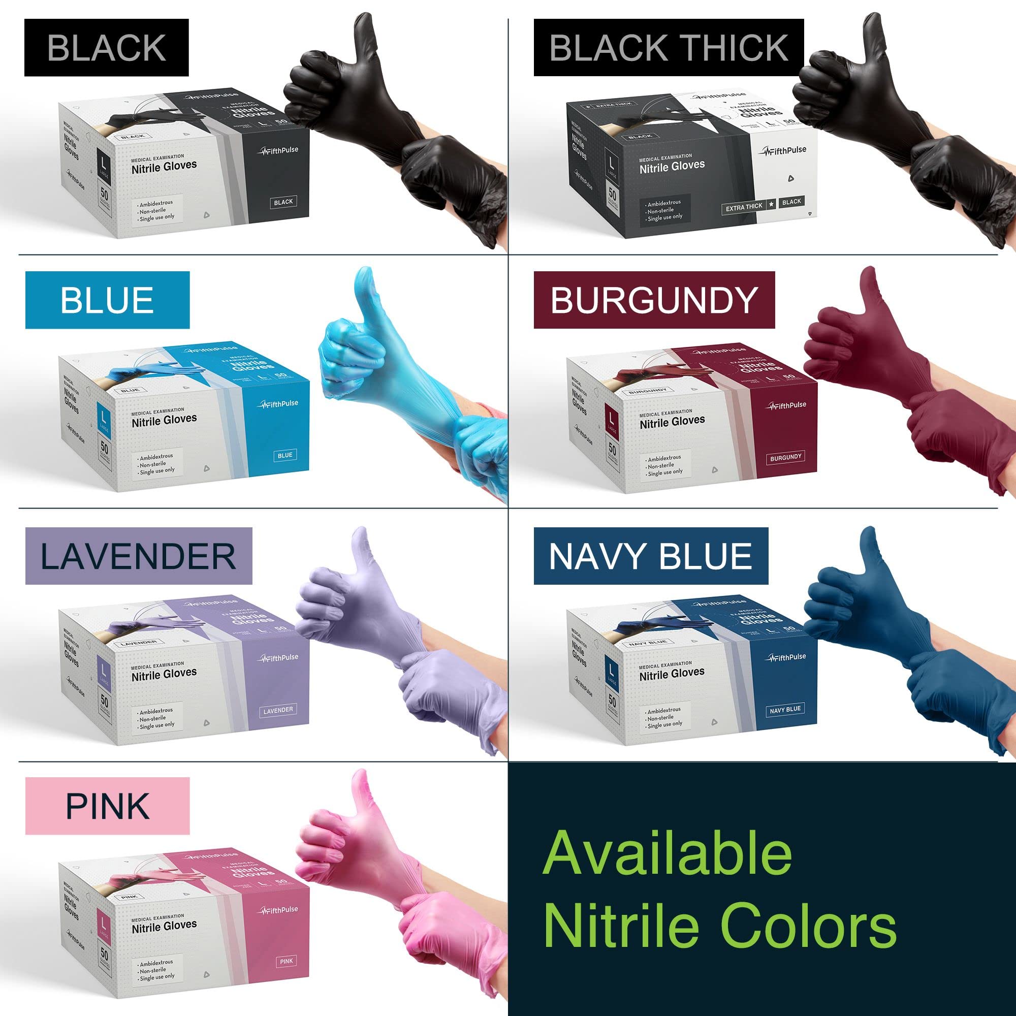 Navy Nitrile Disposable Gloves Large, 100 Count - Powder and Latex Free Medical Gloves - 3 Mil Surgical Gloves - Food Safe Gloves