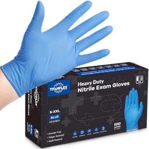 titanflex nitrile exam gloves, blue, 6-mil, xxl, box of 100, heavy duty nitrile gloves disposable latex free, powder free, medical gloves, cooking gloves, mechanic gloves, cleaning gloves