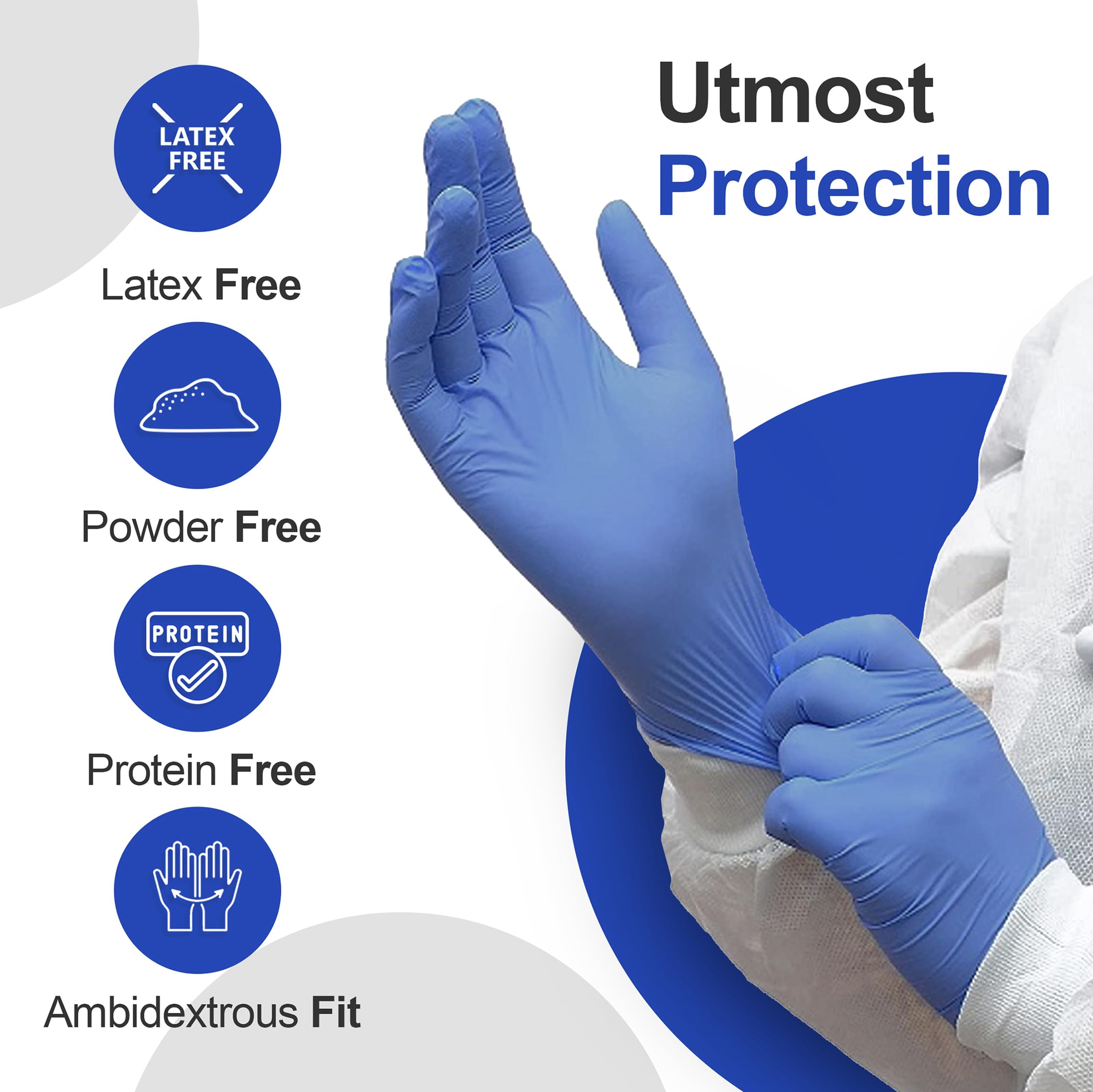 Fonteme Disposable Nitrile Gloves – 200 Count/Large | Disposable Medical Exam Gloves | Non-Irritating Powder-Free & Latex-Free Gloves | Rubber Gloves for Medical Use, Cooking, Cleaning and More