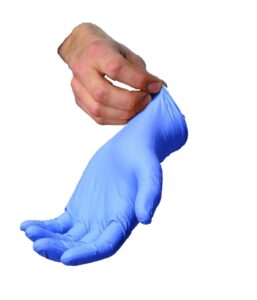 blue nitrile exam gloves - medical grade, disposable, powder free, latex rubber free, heavy duty, textured, non sterile, work, medical, food safe, cleaning, wholesale, size large (box of 100)