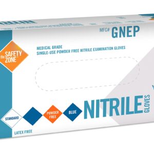 Blue Nitrile Exam Gloves - Medical Grade, Disposable, Powder Free, Latex Rubber Free, Heavy Duty, Textured, Non Sterile, Work, Medical, Food Safe, Cleaning, Wholesale, Size Large (Box of 100)