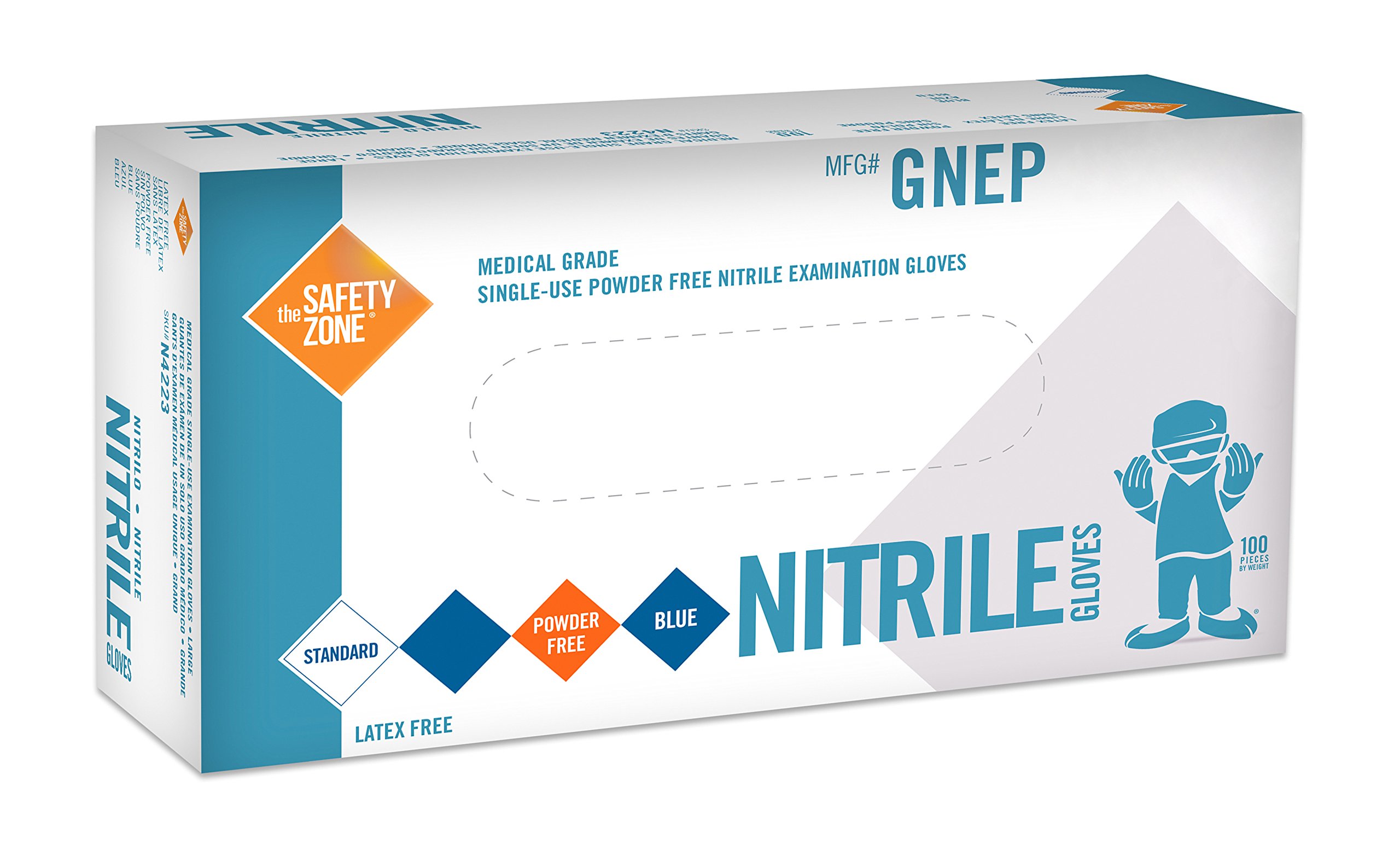 Blue Nitrile Exam Gloves - Medical Grade, Disposable, Powder Free, Latex Rubber Free, Heavy Duty, Textured, Non Sterile, Work, Medical, Food Safe, Cleaning, Wholesale, Size Large (Box of 100)