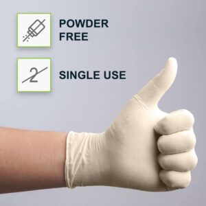 FifthPulse Medical Examination Latex Gloves Large - 100 Count - Powder Free - Extra Thick 4.5 Mil - Natural Color - Non Sterile Disposable Gloves