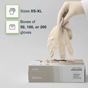 FifthPulse Medical Examination Latex Gloves Large - 100 Count - Powder Free - Extra Thick 4.5 Mil - Natural Color - Non Sterile Disposable Gloves