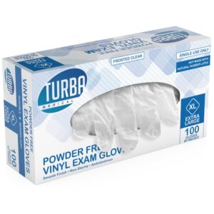 turba medium clear disposable gloves, 100 count, non-latex, powder-free vinyl gloves for cleaning, sanitary gloves for medical examination, food-safe cooking gloves