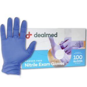 dealmed medical exam gloves – 100 count large nitrile gloves, disposable, non-irritating gloves, latex free gloves, multi-purpose use for a first aid kit and medical facilities