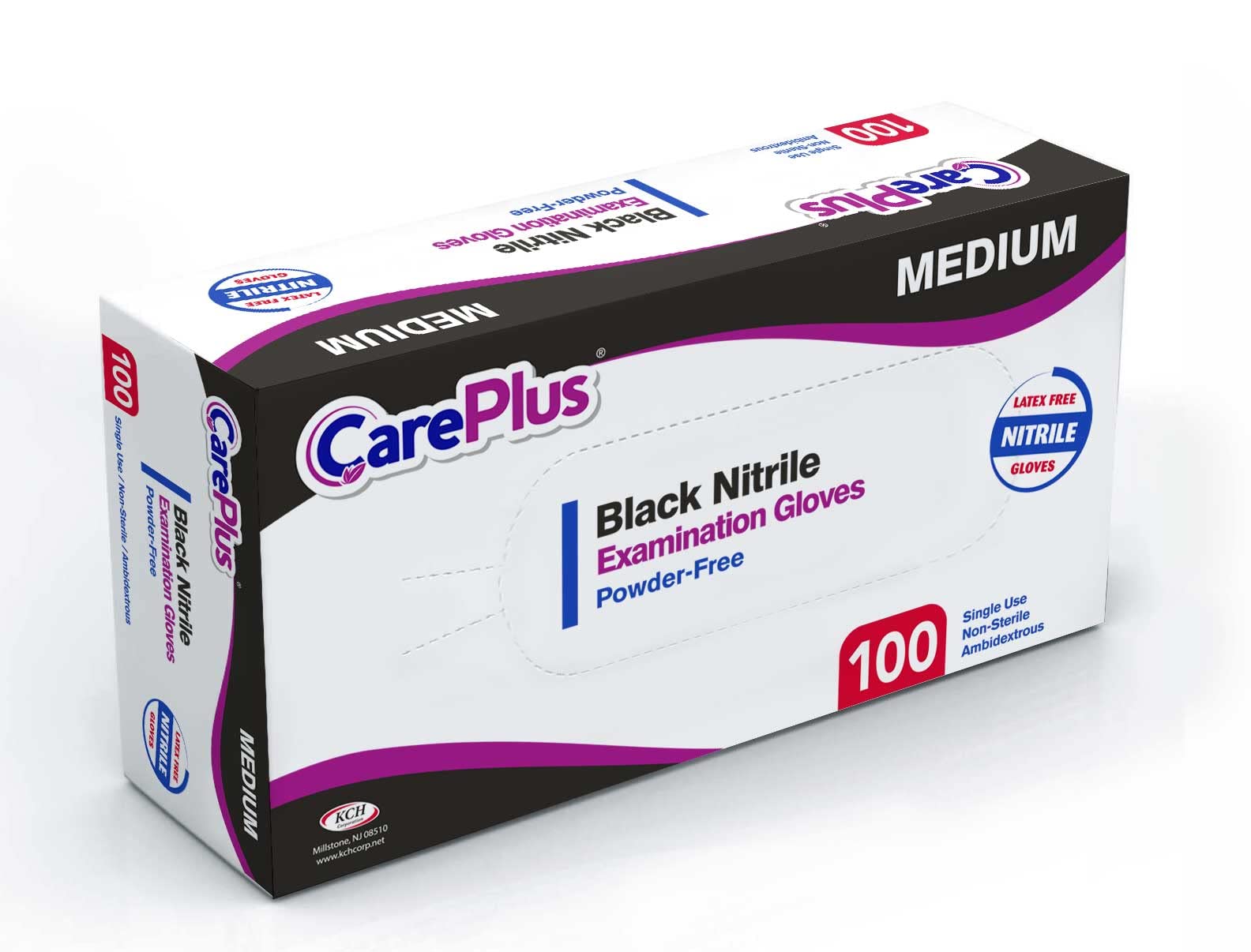 Care Plus Medical Exam Nitrile Gloves Small Black, Latex Free Powder Free, Non Sterile Exam, Food Safe, Mechanic, 100 Count