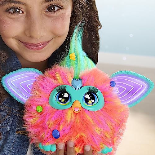 Furby Coral, 15 Fashion Accessories, Interactive Plush Toys for 6 Year Old Girls & Boys & Up, Voice Activated Animatronic